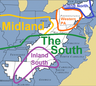 Map of the united states with different regions classifications