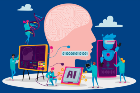 AI model head processing data.